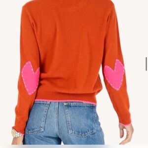 Kerri Rosenthal Cashmere Orange Heart Cardigan